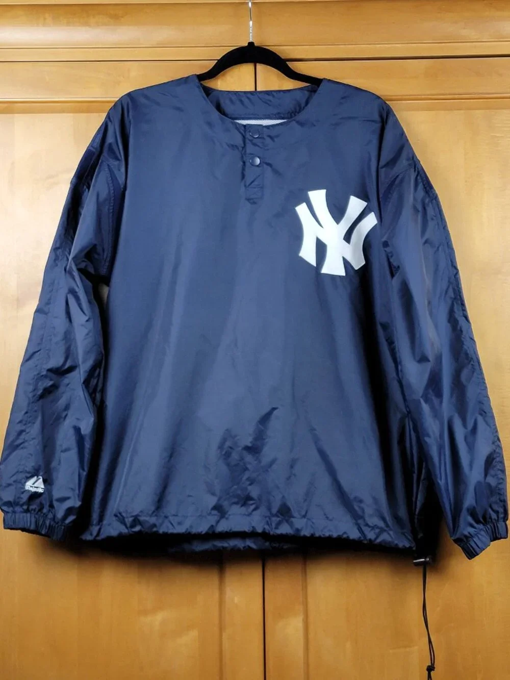 Vintage 90s MLB Navy New York Yankees Majestic Pullover Nylon Rain Jacket - M